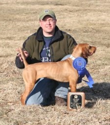 Jon & Nena -- 1st Place, Open Puppy, Vizsla Club of IL Field Trial, March 2007