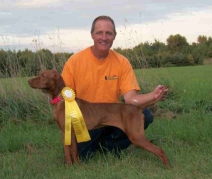 Mark & Dakota - 3rd Place Open Puppy - Central Wisconsin Vizsla Club Trial August 2010